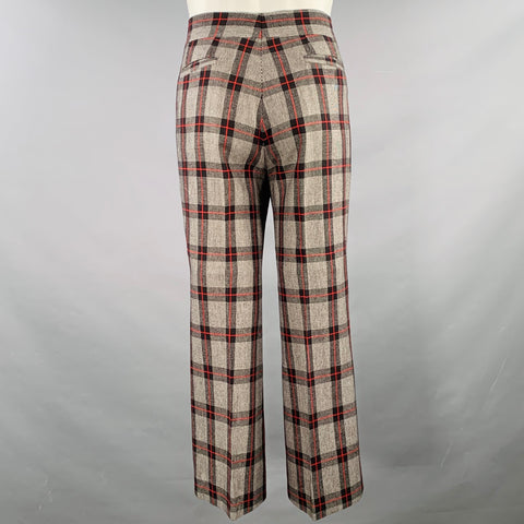 BRIONI Size 40 Grey Black Red Plaid Wool Notch Lapel Suit