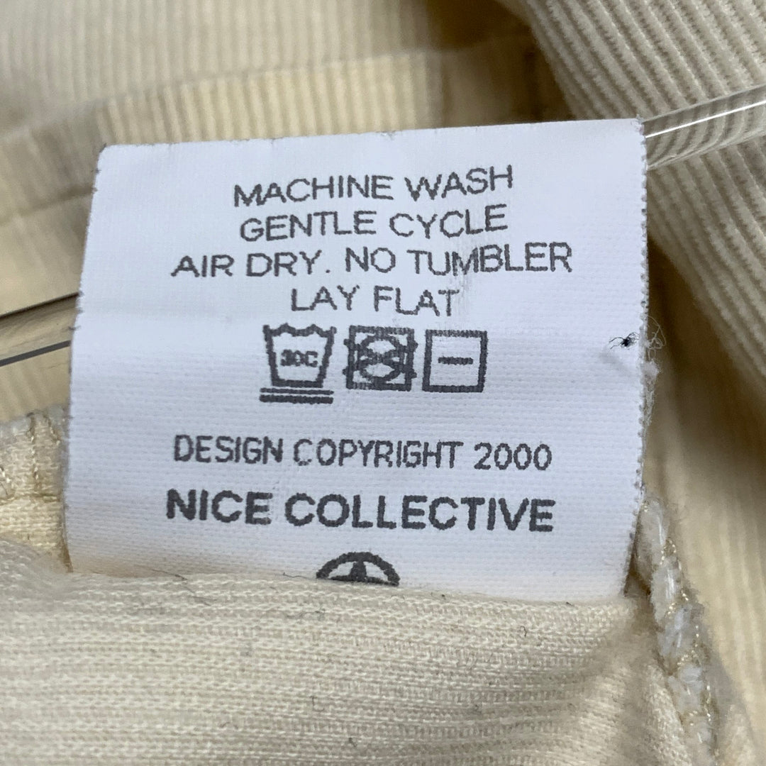 NICE COLLECTIVE Size M Cream Corduroy Cotton Two Pockets Snaps Long Sleeve Shirt