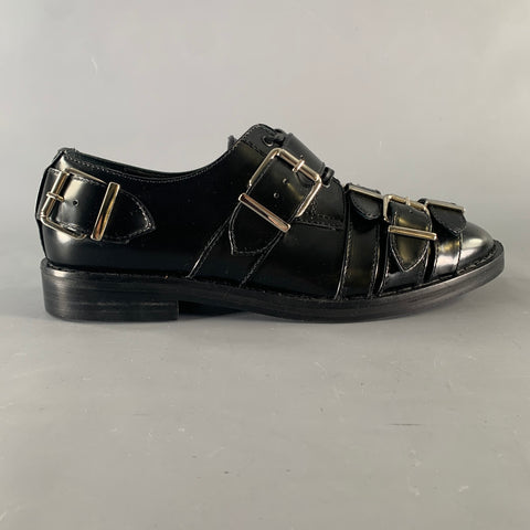 SIMONE ROCHA Size 9 Black Leather Belted Lace Up Shoes