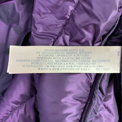 MASSIMO DUTTI Size L Purple Nylon Hooded Padded Jacket