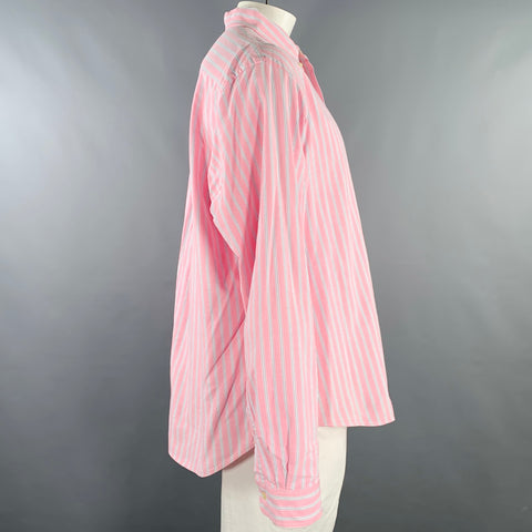 RALPH LAUREN Size XXL Pink White Stripe Cotton Button Down Long Sleeve Shirt