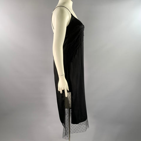 RED VALENTINO Size 6 Black Polyester Slip Knee-Length Cocktail Dress
