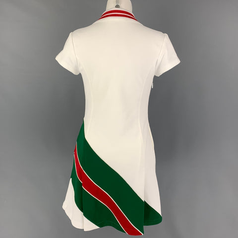 GUCCI Taille XS Blanc Vert Polyamide Blend Web Stripe Mini Robe