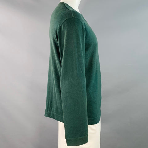Z ZEGNA Size L Green Cotton Cashmere Crew Neck Pullover