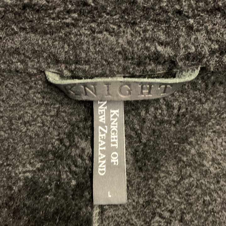 KNIGHT OF NEW ZEALAND Size L Black Lambskin Leather Zip Buttons Coat