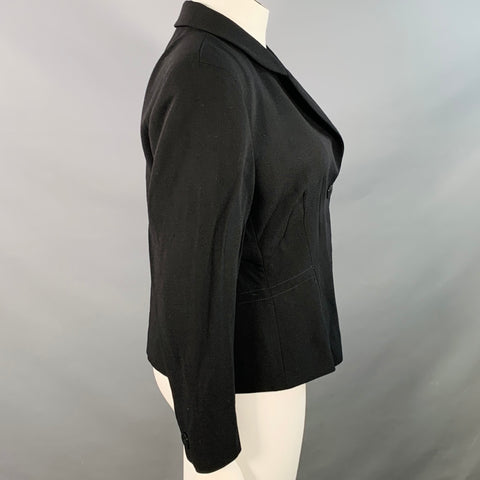 GIORGIO ARMANI Size 14 Black Wool Single Breasted Jacket Blazer
