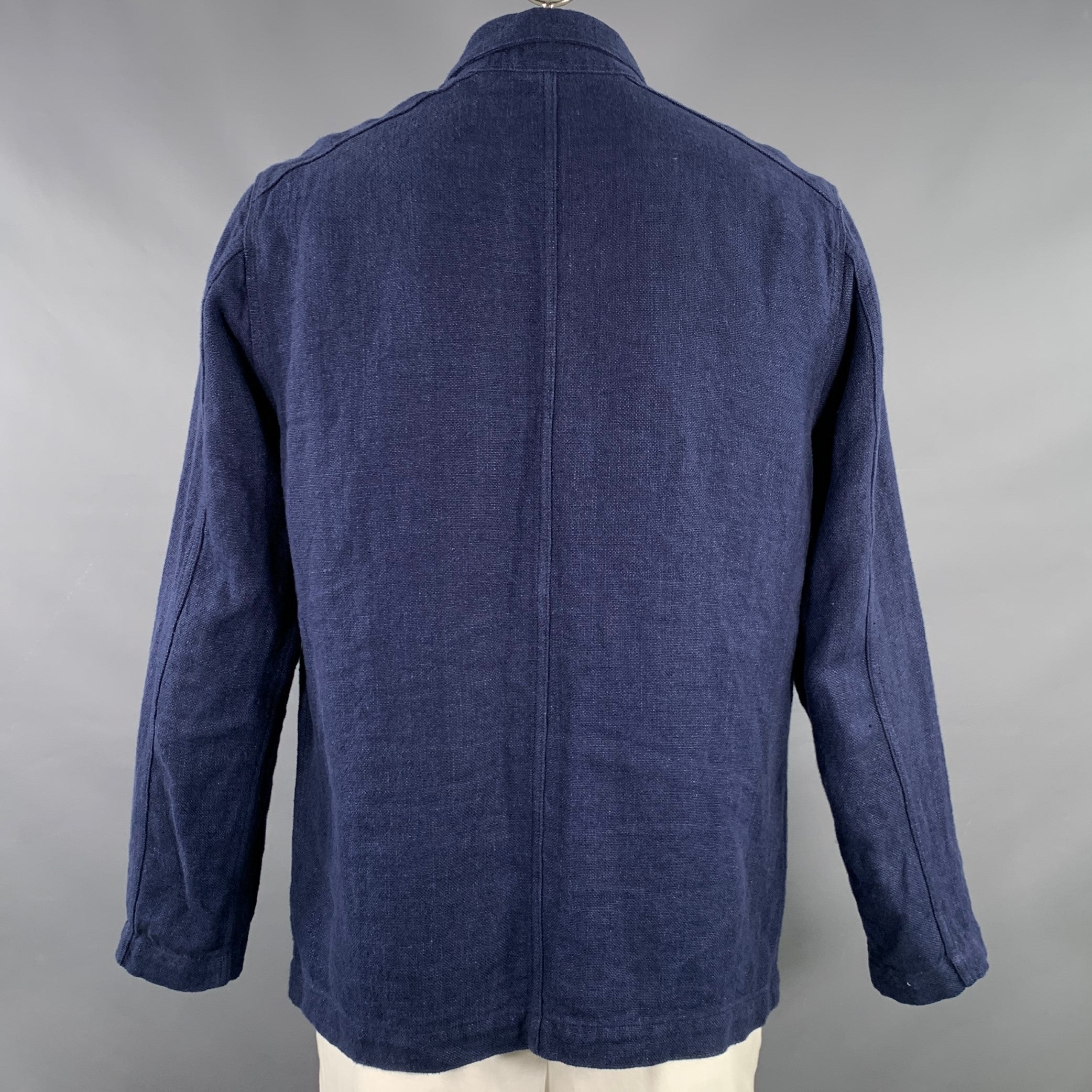 DRAKES LONDON Size L Navy Linen Chore Jacket – Sui Generis