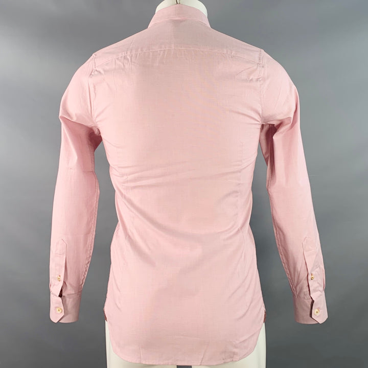 TED BAKER Size XS Brixton Red White Woven Cotton Blend One Pocket Long Sleeve Shirt