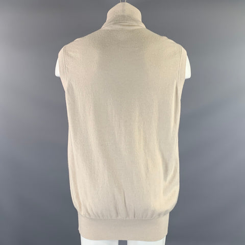 CRUCIANI Size M Beige Cream Cashmere & Leather Zip Up Vest
