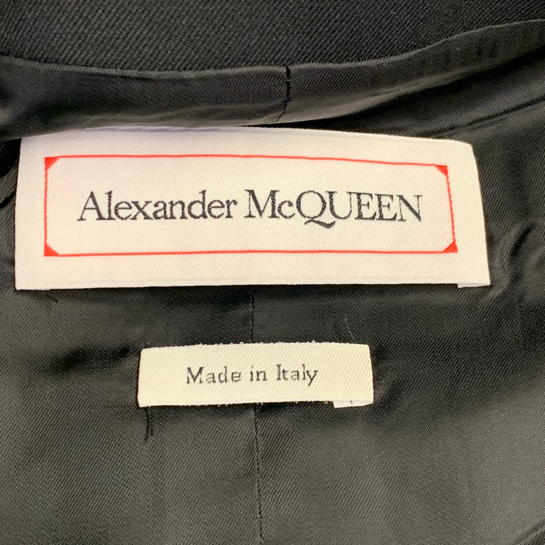 ALEXANDER MCQUEEN Size 42 Black Wool Asymmetrical Peak Lapel Vest