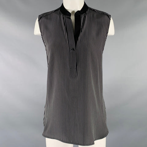 RAG & BONE Size M Black White Silk Stripe Sleeveless Casual Top