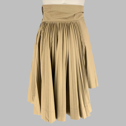 CHRISTIAN DIOR Taille 4 Jupe asymétrique plissée en gabardine de coton kaki