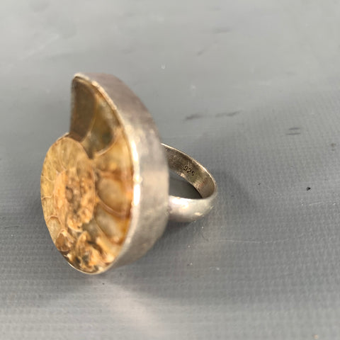 NO BRAND Fossil Size 9 Brown Silver Spiral Ring
