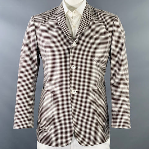 BLACK FLEECE Veste de sport en coton et soie à carreaux blancs et marron, taille 42