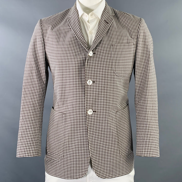 BLACK FLEECE Veste de sport en coton et soie à carreaux blancs et marron, taille 42