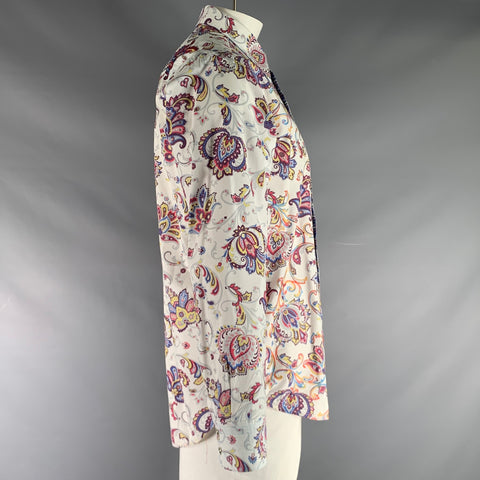 ROBERT GRAHAM Size L Black & White Multi-Color Print Cotton Long Sleeve Shirt