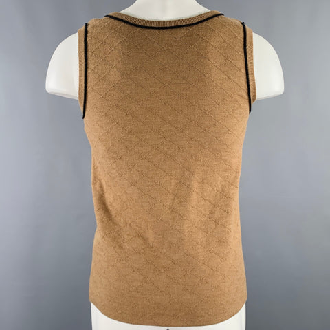 ERNEST W. BAKER Size S Brown Tan Knit Merino Wool Scoop Neck Vest