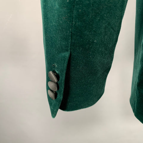TED BAKER Size 40 Green Black Velvet Cotton Blend Sport Coat