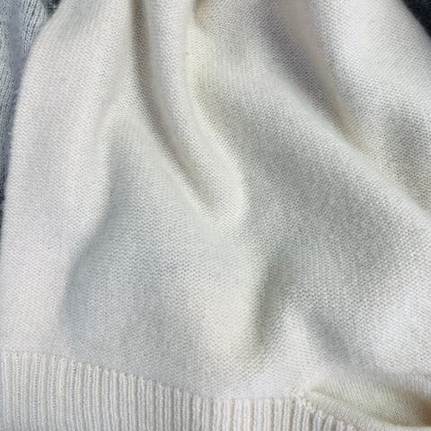 BLACK GOAT Size M Grey Cream Cashmere Stripe Open Front Cardigan