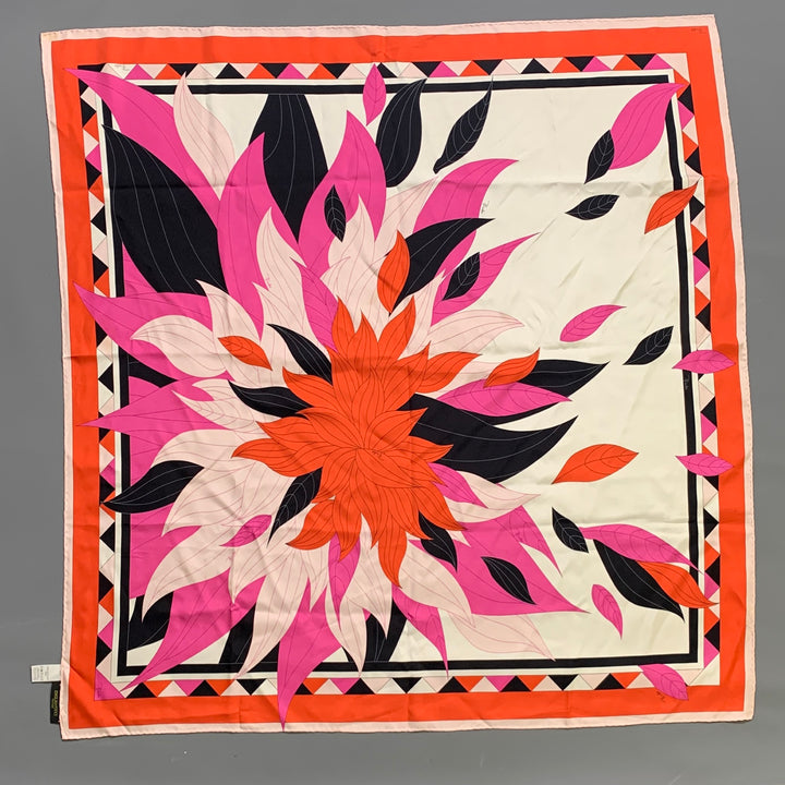 EMILIO PUCCI Pink Orange Silk Scarves & Shawls