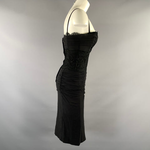 DOLCE & GABBANA Size 2 Black Polyester Ruched Cocktail Knee Length Dress – Sui Generis Designer Consignment