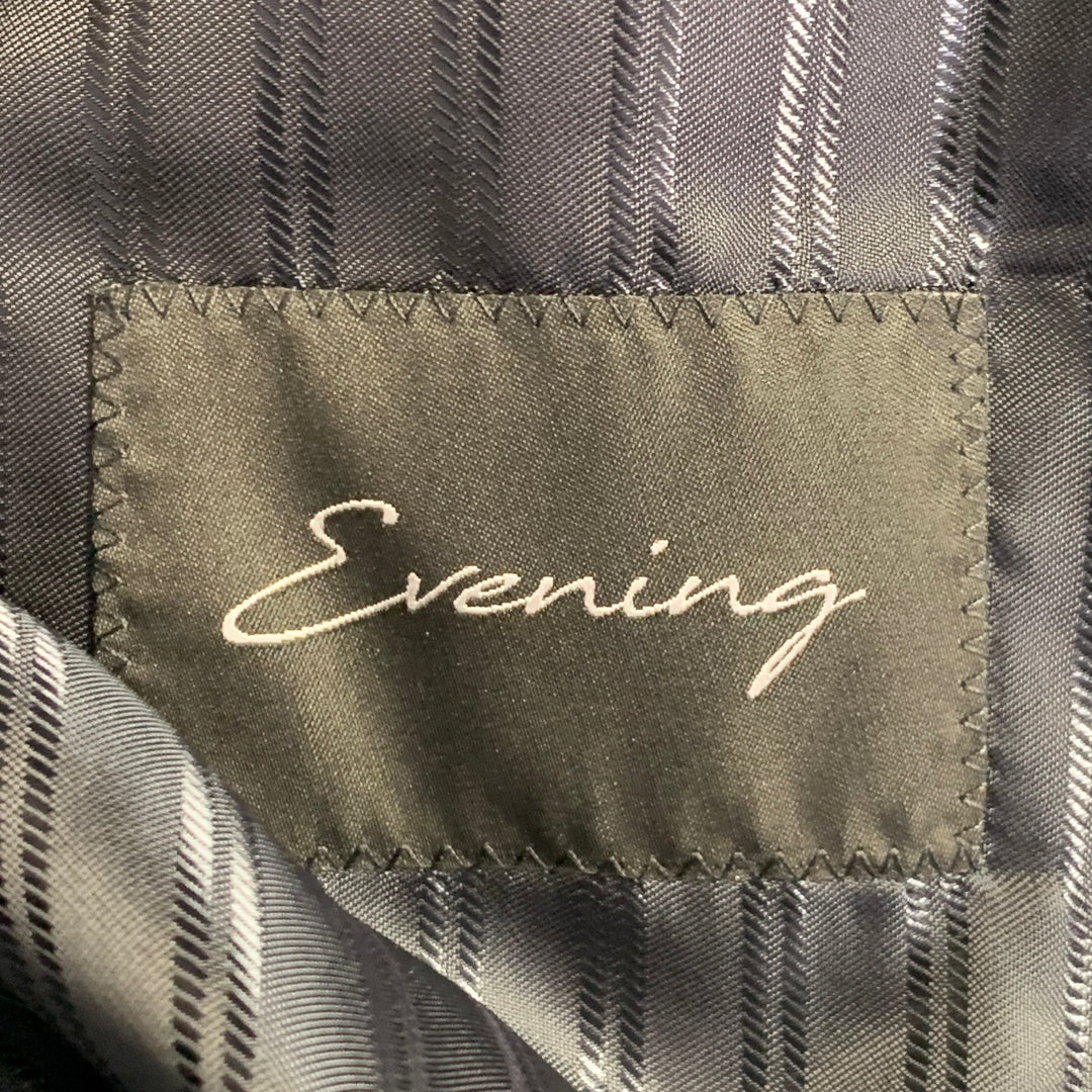 EMPORIO ARMANI Size 40 Navy Black Textured Wool Silk Sport Coat