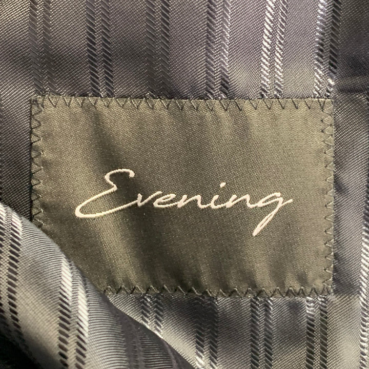 EMPORIO ARMANI Size 40 Navy Black Textured Wool Silk Sport Coat
