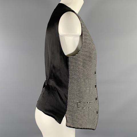 DOLCE & GABBANA Size M Black White Wool Blend Houndstooth Classic Vest