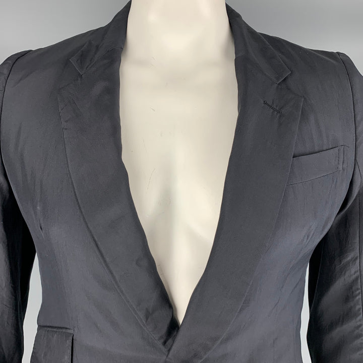 ALEXANDER MCQUEEN Size 40 Black Silk Notch Lapel Sport Coat