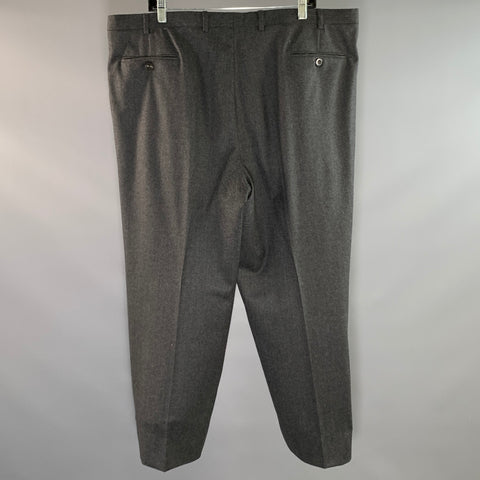 BRIONI Size 42 Grey Gunmetal Textured Wool Pleated Dress Pants