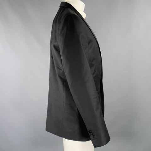 DSQUARED2 Size 40 Black Glitter Wool Silk Peak Lapel Sport Coat