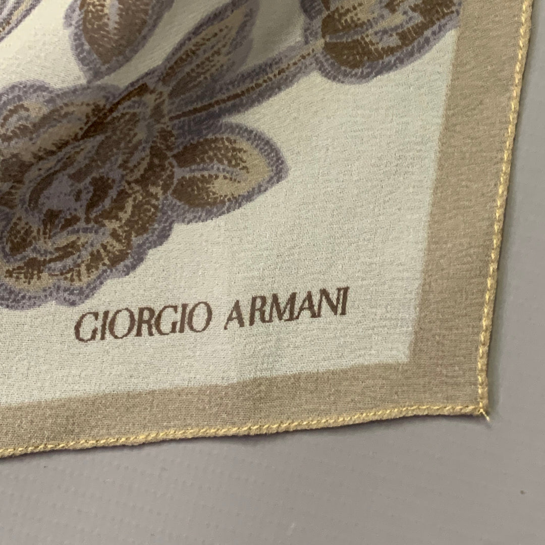 GIORGIO ARMANI Grey Blue Floral Silk Scarf Shawl