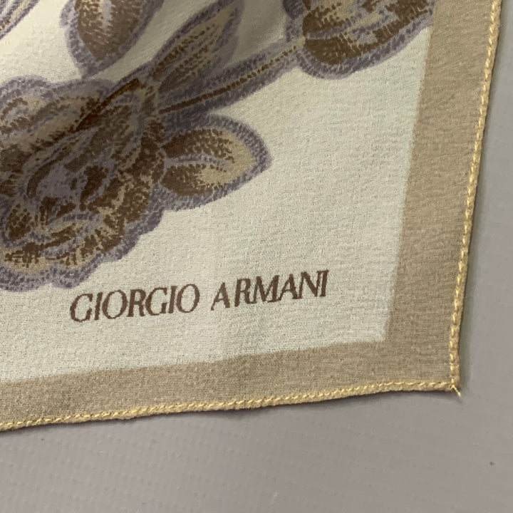 GIORGIO ARMANI Grey Blue Floral Silk Scarf Shawl