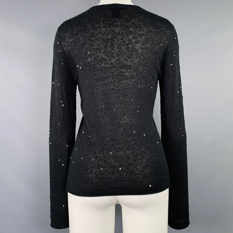 VIVIENNE TAM Taille 2 Pull ras du cou en soie et cachemire noir à sequins