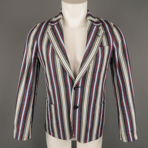 The Stylist Japan Size XS Red White & Blue Stripe Cotton Notch Lapel Sport Coat