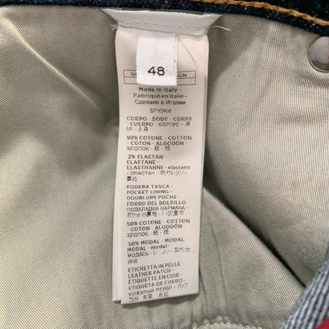 AGNONA Taille 42 Jean 5 poches en mélange de coton bleu marine à surpiqûres contrastantes