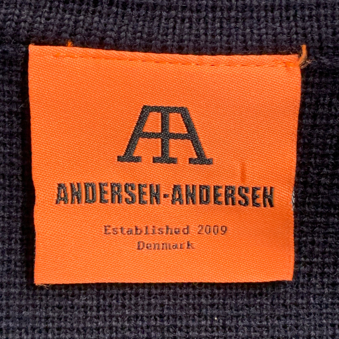 ANDERSEN-ANDERSEN Size XXL The Peacoat Navy Waffle Knit Merino Wool Coat