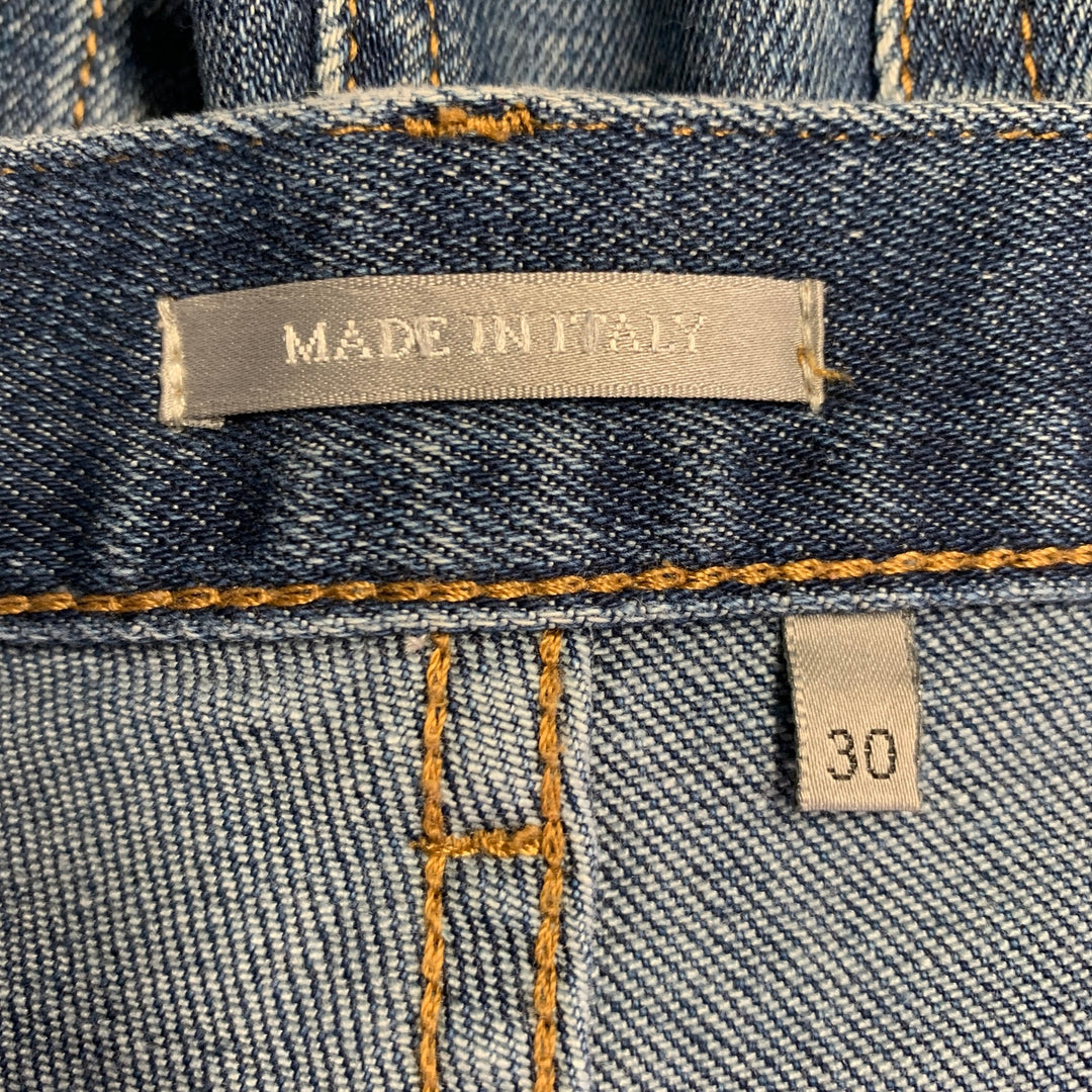 DIOR HOMME Size 30 Blue Contrast Stitch Cotton Blend Twill Slim Straight Jeans