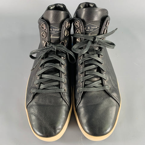 RAG & BONE Size 11 Kent Black Leather High Top Sneakers