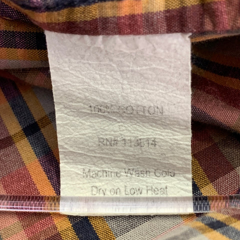 BILLY REID Size S Red Grey Plaid Cotton One Pocket Button Down Collar Long Sleeve Shirt