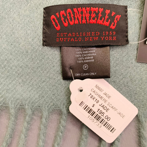 O'CONNELL'S Green Jade Cashmere Fringe Scarf