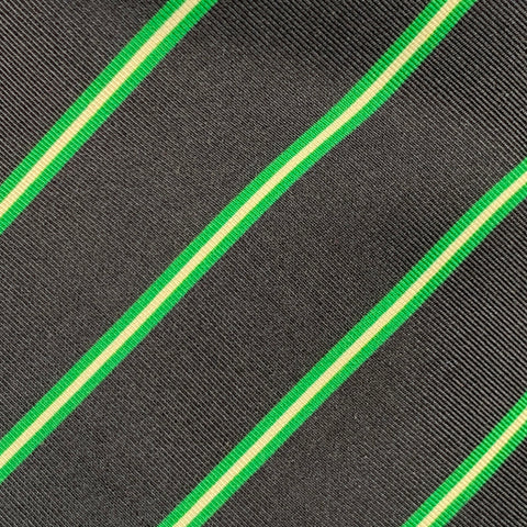 O'CONNELL'S Navy Green Diagonal Stripe Silk Wool Tie