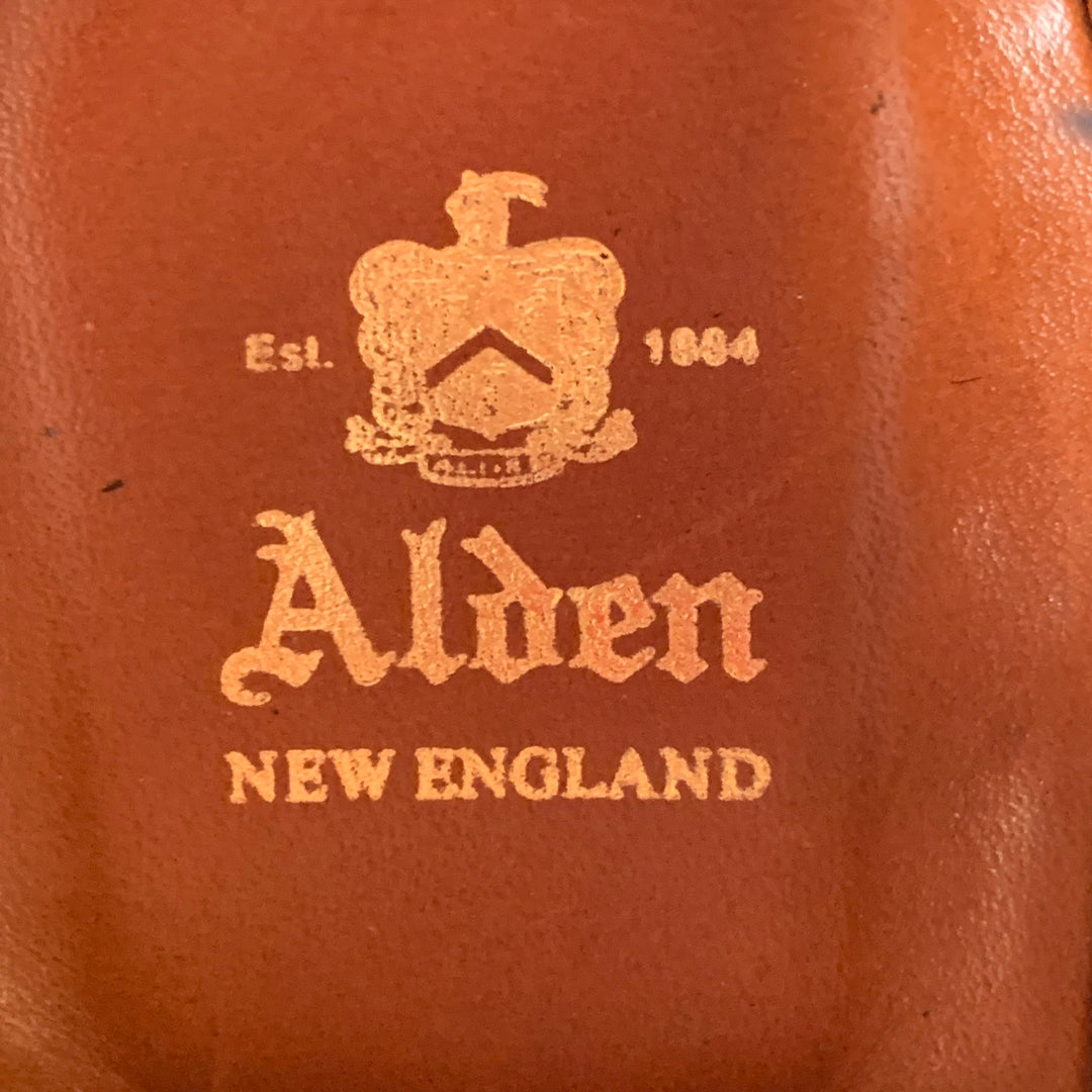 ALDEN Size 10 Black Perforated Cordovan Leather Wingtip Oxford Lace-Up Shoes