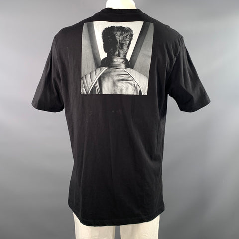 RAF SIMONS Size XL Black White Graphic Cotton Oversized Tshirt