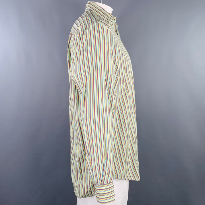 ETRO Size XL Multi Color Stripe Cotton Long Sleeve Shirt