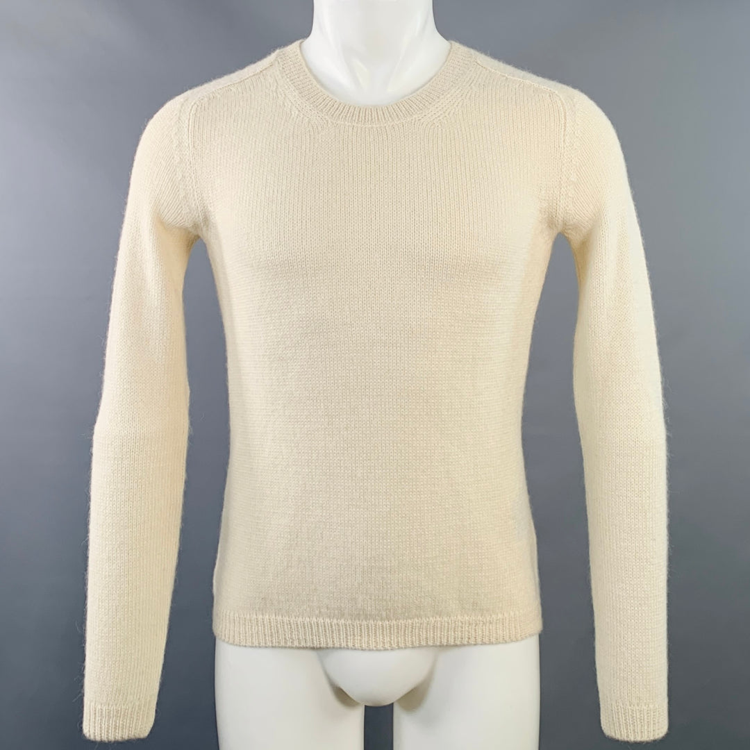 BURBERRY PRORSUM Size S Cream Knit Alpaca Crew Neck Pullover