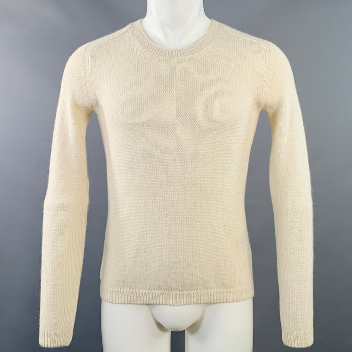 BURBERRY PRORSUM Size S Cream Knit Alpaca Crew Neck Pullover