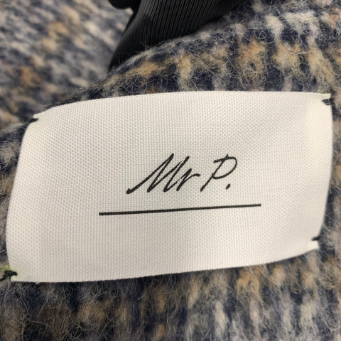 MR. PORTER Size M Navy Beige Abstract Woven Wool Blend Single Breasted Coat