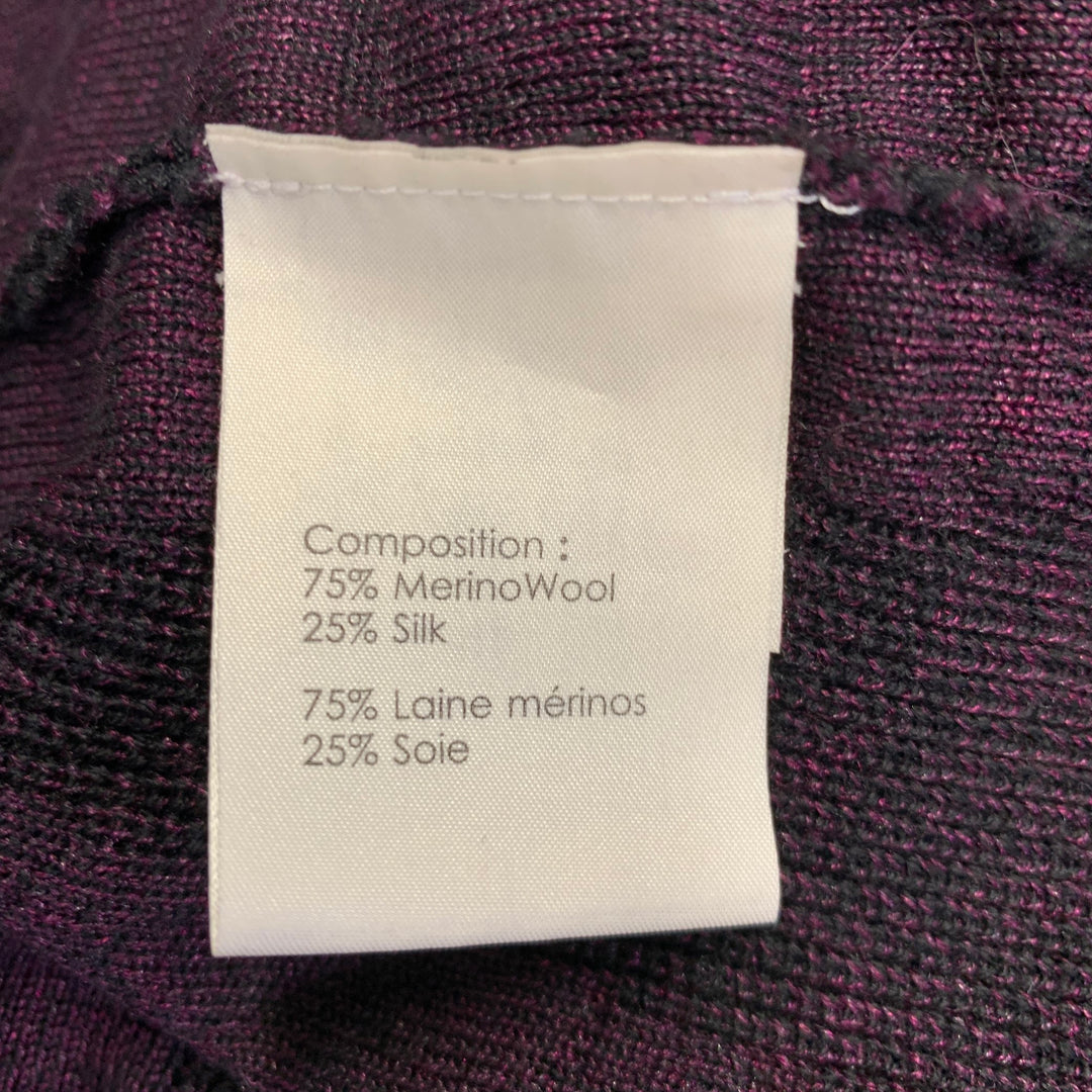 3.1 PHILLIP LIM Size M Purple Black Knit Geometric Belted Knee Length Dress