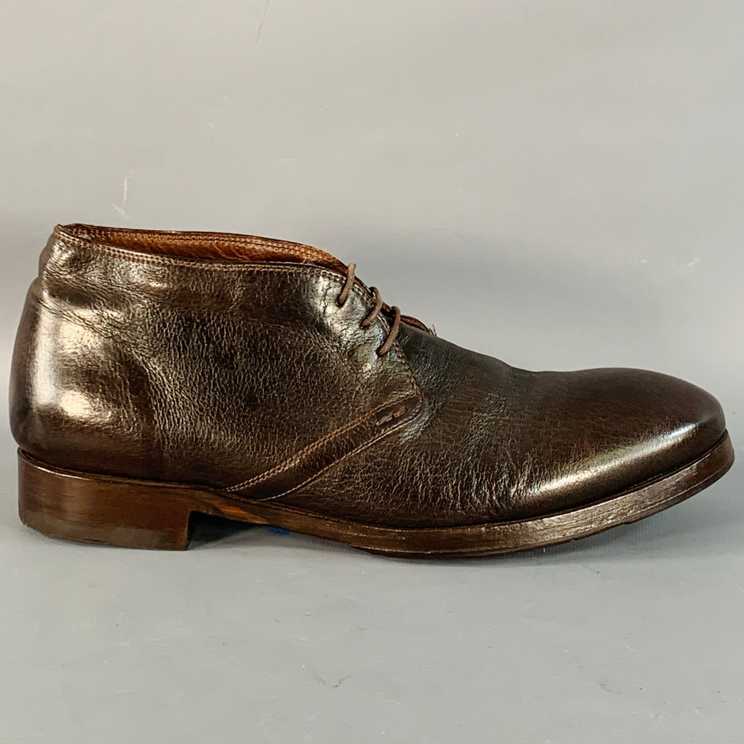 PAUL SMITH Size 10 Brown Leather Lace-Up Ankle Boots